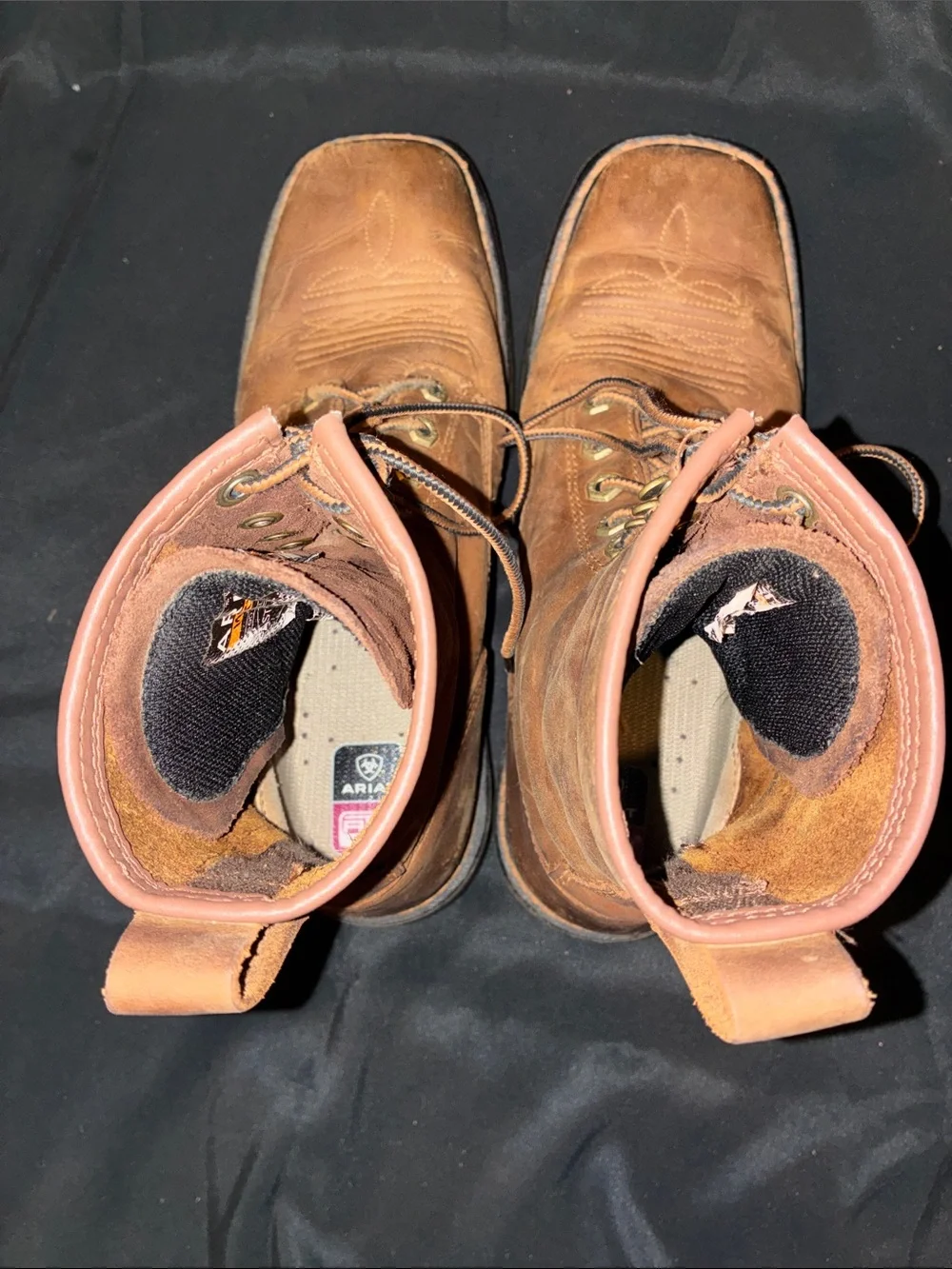 Men's Size 9 Ariat Cascade 8 Brown Lace Up Work Boots - Square Toe (ABBA)
